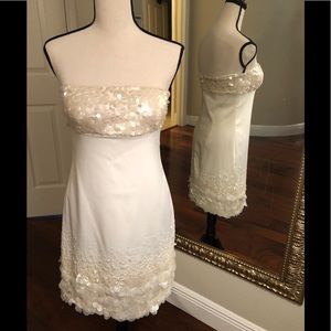 CLASSY AND GORGEOUS Pearl White Sequins Min Dress